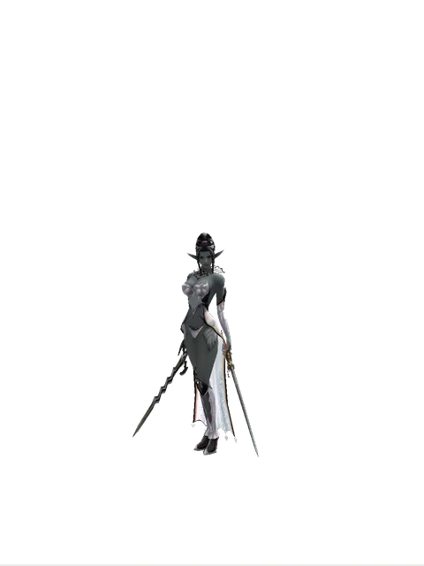 Stormbringer*Raid Sword on a female Dark Elf, front view