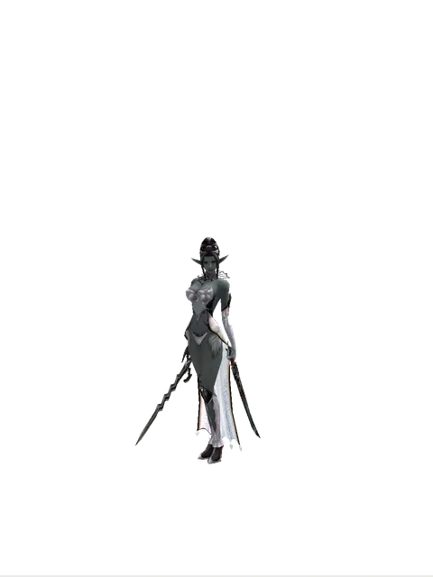 Stormbringer*Samurai Long sword on a female Dark Elf, front view