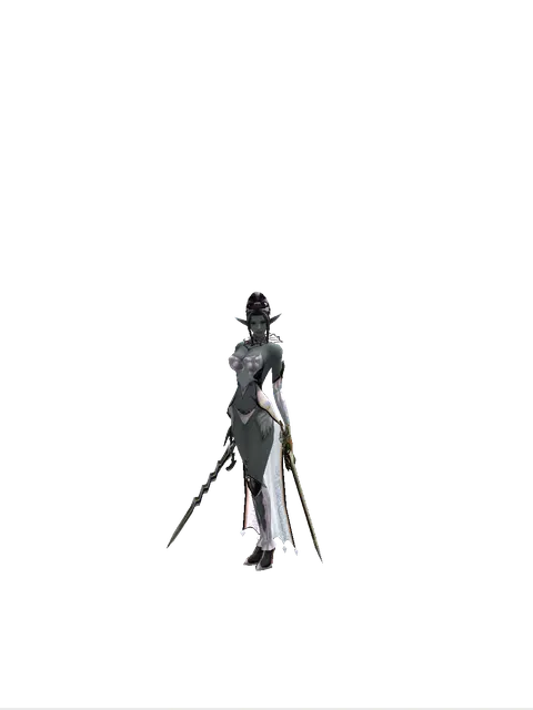 Stormbringer*Sword of Delusion on a female Dark Elf, front view
