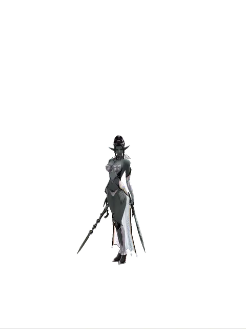 Stormbringer*Tsurugi on a female Dark Elf, front view
