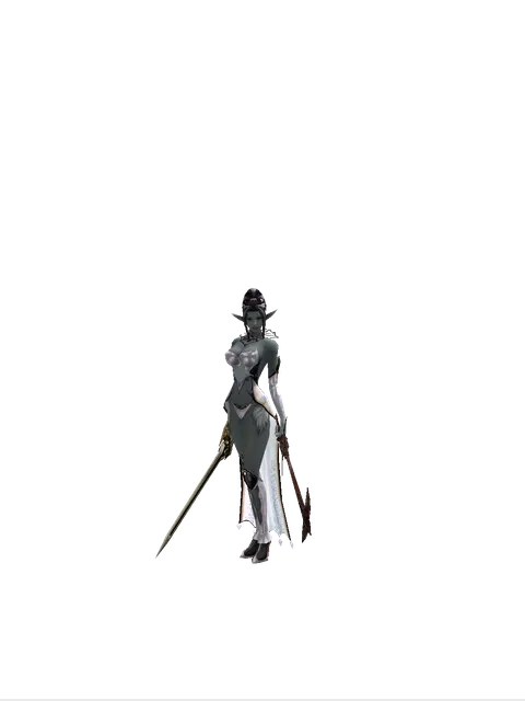 Sword of Delusion*Sword of Nightmare on a female Dark Elf, front view