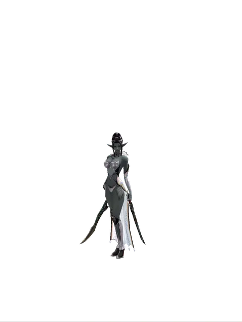 Sword of Limit*Samurai Long Sword on a female Dark Elf, front view