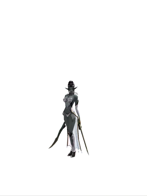 Sword of Limit*Sword of Delusion on a female Dark Elf, front view