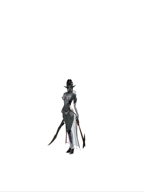 Sword of Limit*Sword of Nightmare on a female Dark Elf, front view