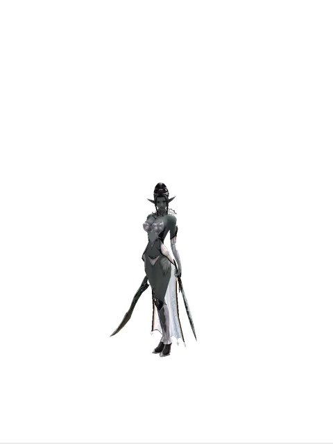 Sword of Limit*Tsurugi on a female Dark Elf, front view