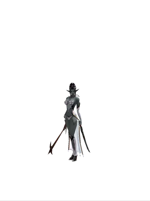 Sword of Nightmare*Samurai Long Sword on a female Dark Elf, front view