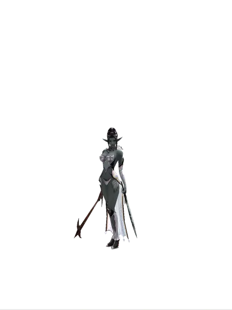 Sword of Nightmare*Tsurugi on a female Dark Elf, front view