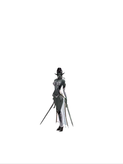Sword of Revolution*Elven Long Sword on a female Dark Elf, front view