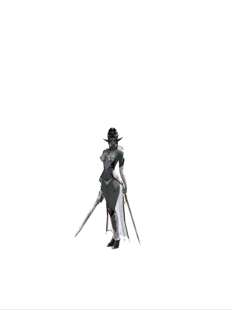 Tallum Blade*Dark Legion's Edge on a female Dark Elf, front view