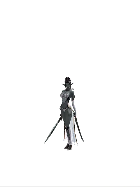 Tsurugi*Samurai Long Sword on a female Dark Elf, front view