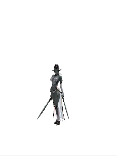 Tsurugi*Tsurugi on a female Dark Elf, front view