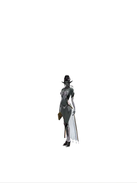 Apprentice's Spellbook on a female Dark Elf, front view