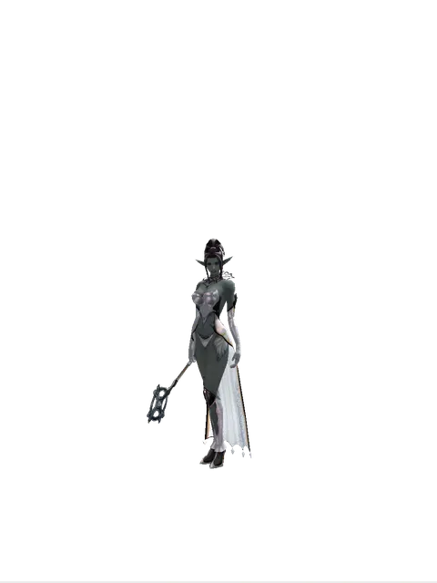 Crucifix of Blessing on a female Dark Elf, front view
