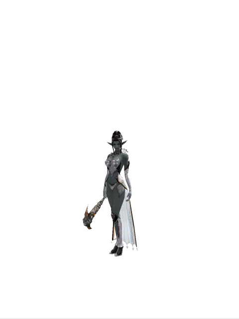 Demon Fangs on a female Dark Elf, front view