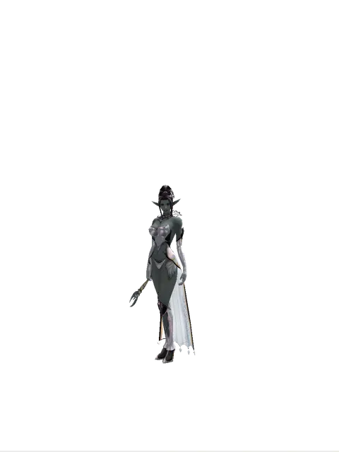 Divine Tome on a female Dark Elf, front view