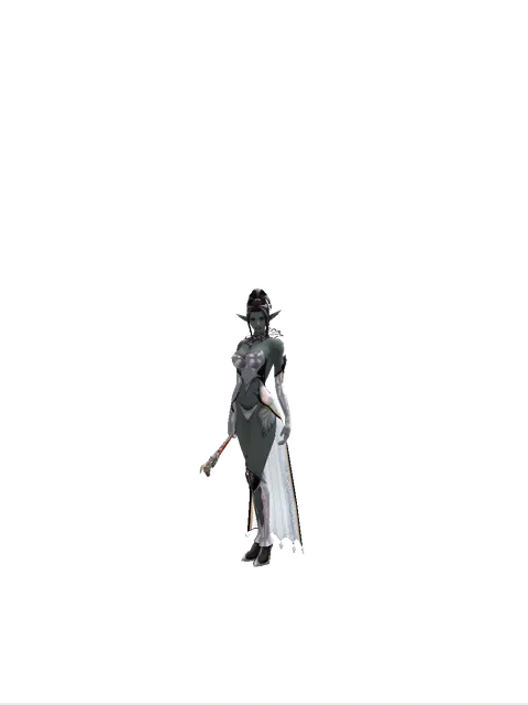 Tome of Blood on a female Dark Elf, front view