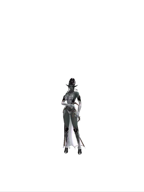 Bich'Hwa on a female Dark Elf, front view