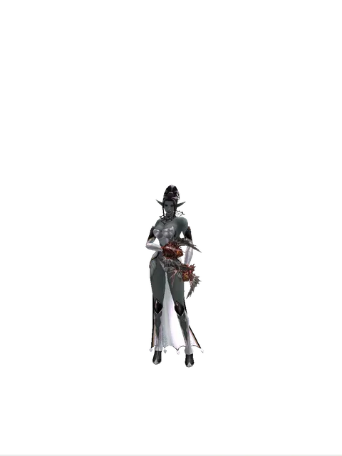 Demon Splinter on a female Dark Elf, front view
