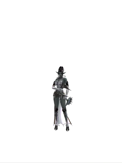 Dragon Grinder on a female Dark Elf, front view