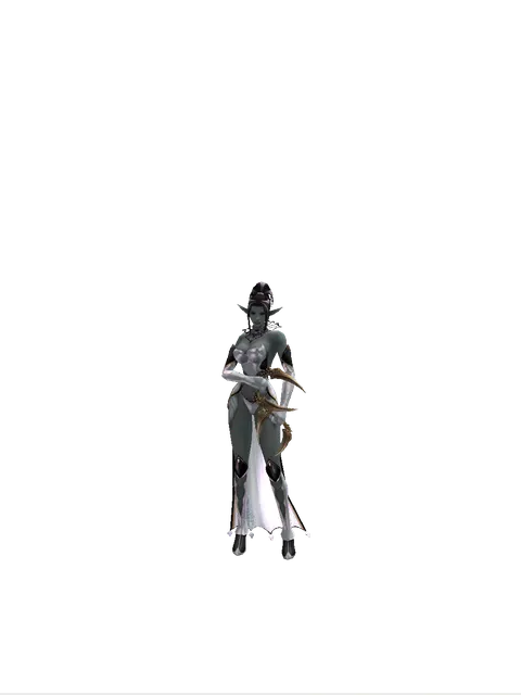 Fisted Blade on a female Dark Elf, front view