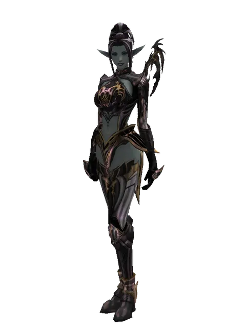 Apella (heavy armor) on a female Dark Elf, front view