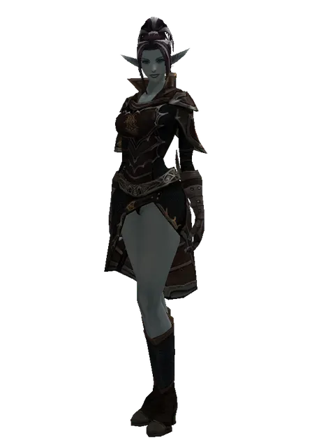 Brigandine Set on a female Dark Elf, front view