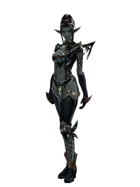 Dark Crystal Set on a female Dark Elf, front view