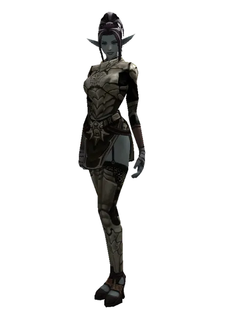 Dream (heavy armor) on a female Dark Elf, front view