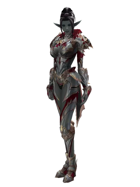 Dynasty Platinum [Shield Master] (heavy armor) on a female Dark Elf, front view