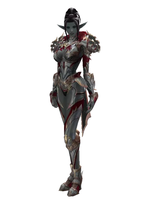 Dynasty Platinum [Weapon Master] (heavy armor) on a female Dark Elf, front view