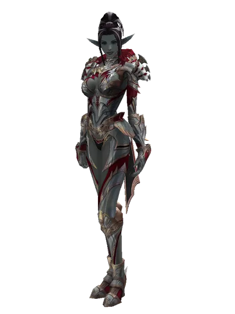 Dynasty [Weapon Master] (heavy armor) on a female Dark Elf, front view