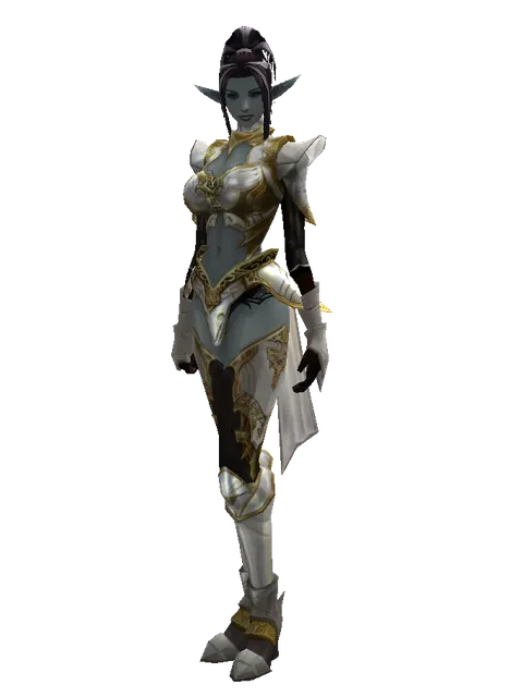 Majestic Plate Set on a female Dark Elf, front view