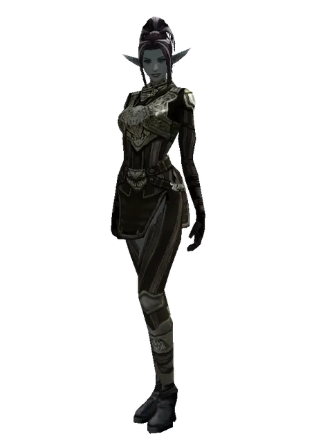 Mithril Set - Heavy on a female Dark Elf, front view