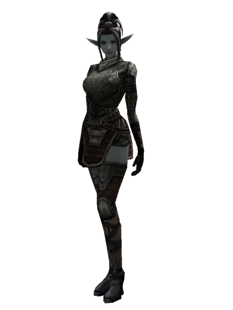 Scale (heavy armor) on a female Dark Elf, front view