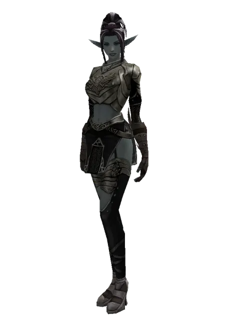 Ubiquitous (heavy armor) on a female Dark Elf, front view