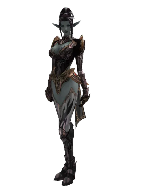 Apella Set on a female Dark Elf, front view