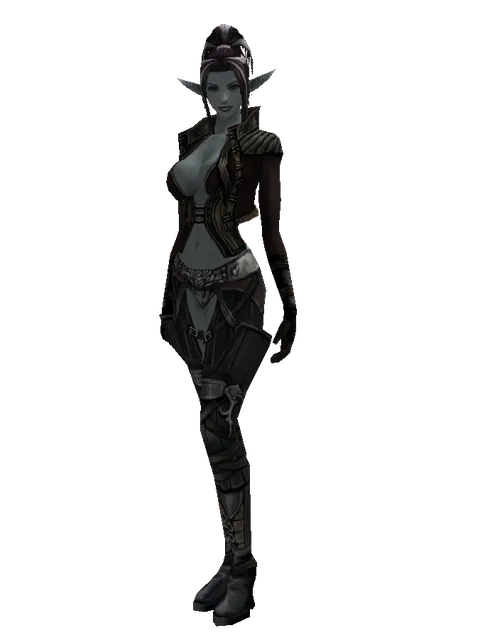 Banded Mithril (light armor) on a female Dark Elf, front view