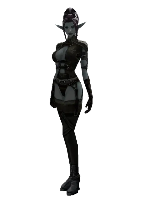 Hard Leather (light armor) on a female Dark Elf, front view