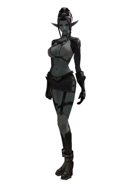 Leather (light armor) on a female Dark Elf, front view