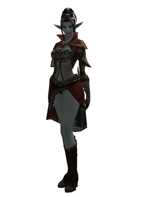 Manticore Skin Set on a female Dark Elf, front view