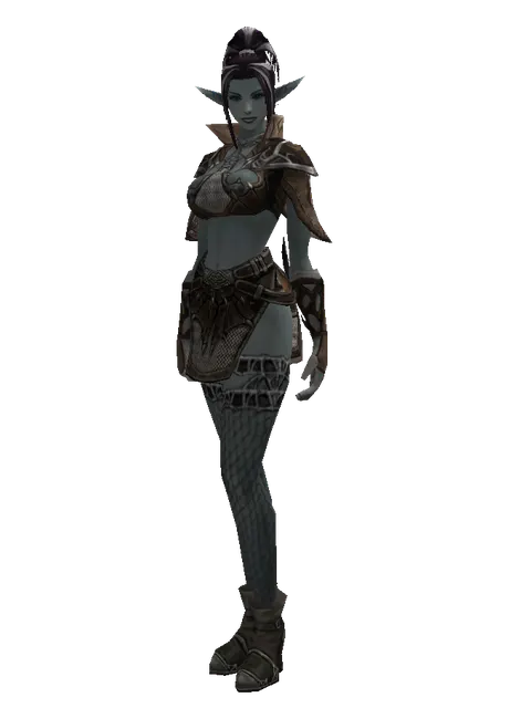 Reinforced Mithril Set on a female Dark Elf, front view