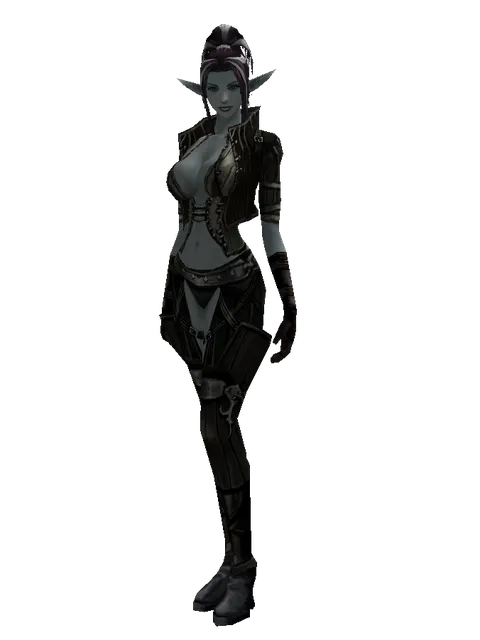 Puma Skin (light armor) on a female Dark Elf, front view