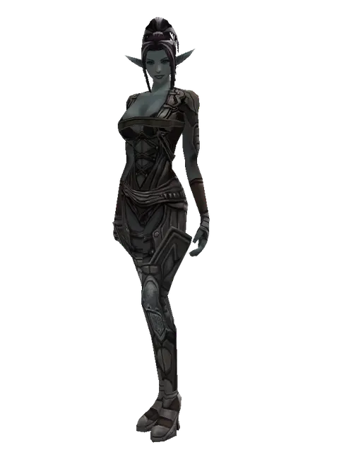 Reinforced Leather Set on a female Dark Elf, front view
