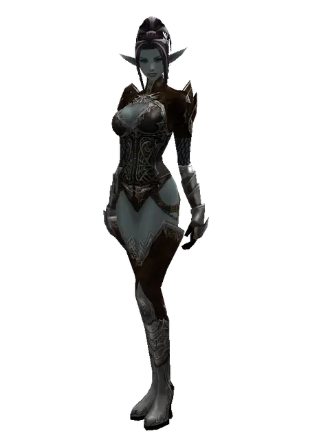 Rind Leather (light armor) on a female Dark Elf, front view