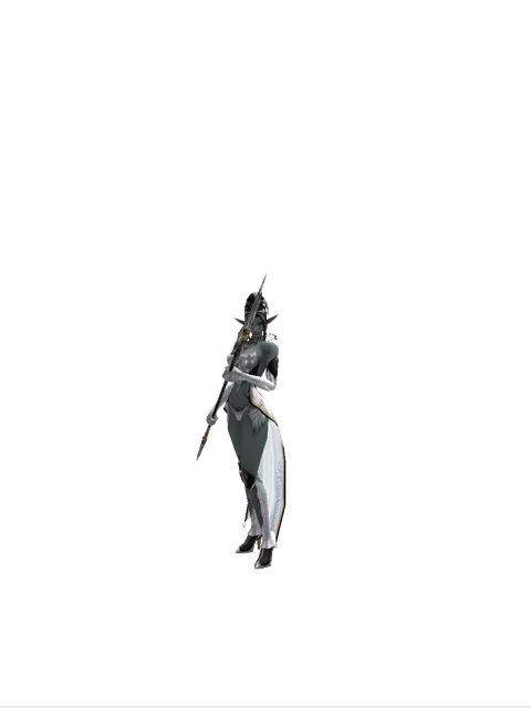 Dynasty Halberd on a female Dark Elf, front view
