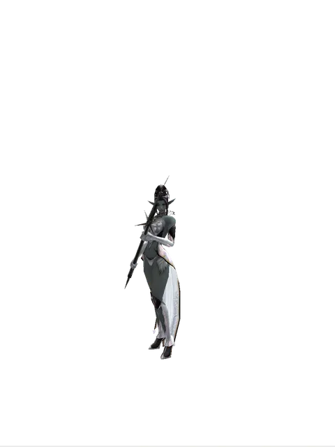 Glaive on a female Dark Elf, front view