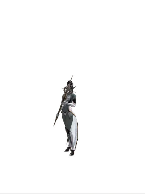 Infinity Spear on a female Dark Elf, front view
