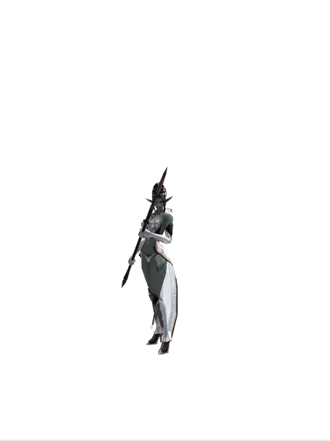 Lance on a female Dark Elf, front view