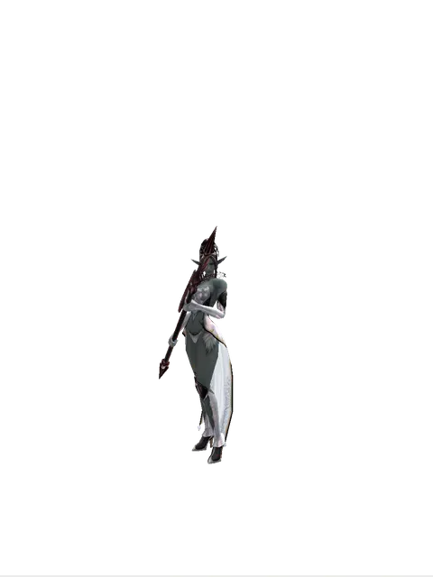 Orcish Halberd on a female Dark Elf, front view