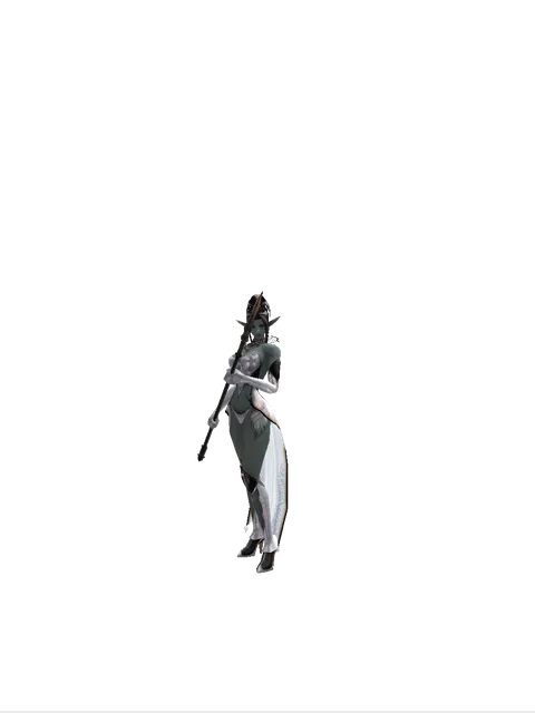 Spear of Silenos on a female Dark Elf, front view